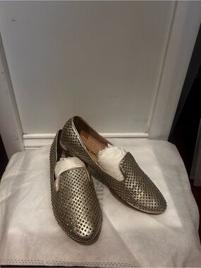 Miu Miu Studded Metallic Slip-On Loafers - Gold size 36/ US6